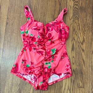 Le Cove Floral Pink One-Piece Swimsuit size 20W